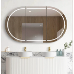 Bondi Matte White Oval Led Mirror Shaving Cabinet 1500*900